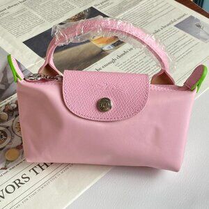 Longchamp Le Pliage Green Pouch with handle Pink